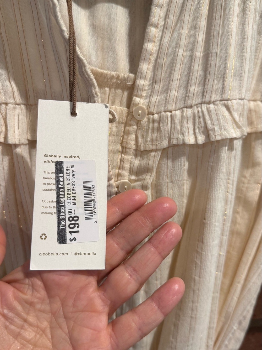 Cleobella Celine Cream Button-Front Ruffle Mini Dress - Picture 6 of 10
